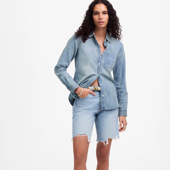 Madewell Denim/Chambray Top (Dark Denim) - Picture 2 of 4